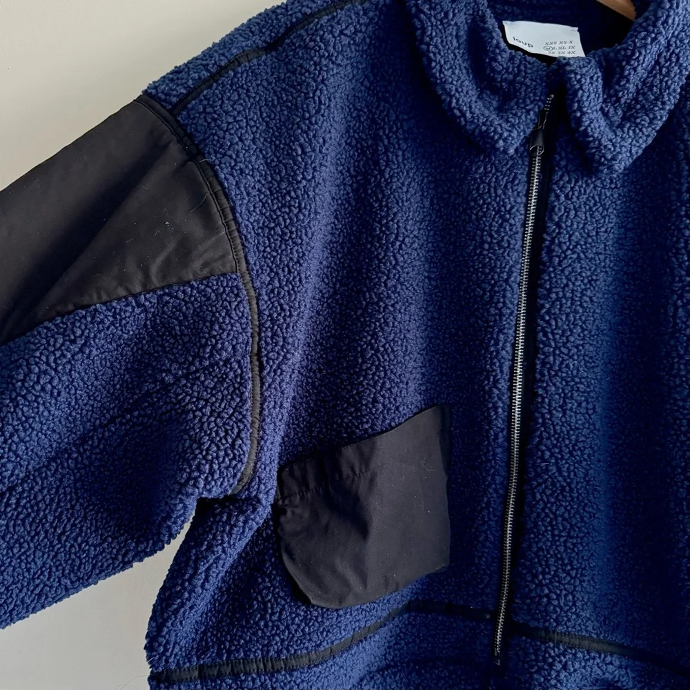 Loup Navy Shearling Bomber Jacket - Picture 3 of 7